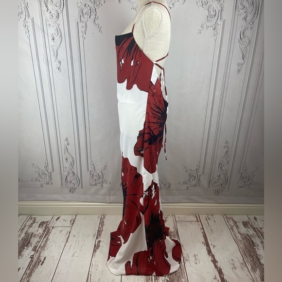 Roxanne Classy Floral Print Chiffon Plunging Backless Backline Casual Maxi Dress - Picture 6 of 8